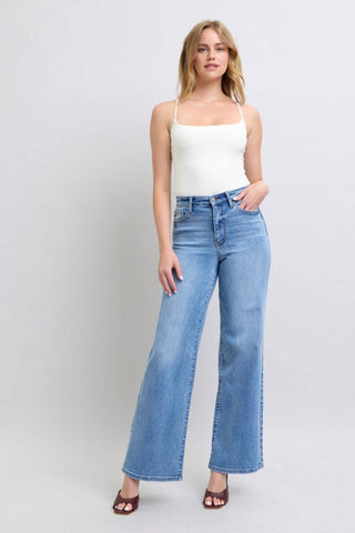 Judy Blue Full Size Wide Leg Jeans with Pockets - Just Believe Boutique