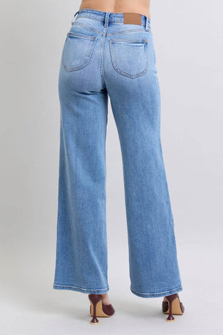 Judy Blue Full Size Wide Leg Jeans with Pockets - Just Believe Boutique