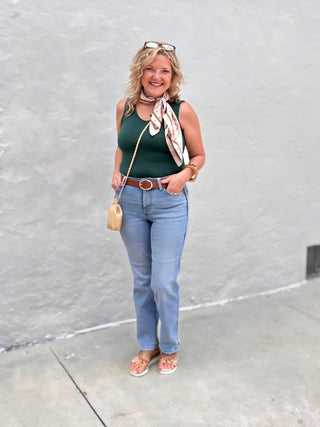 Mid Rise Bootcut Jeans – Light Wash Judy Blue – model photo