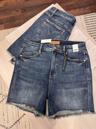 Judy Blue Raw Hem Denim Shorts - Just Believe Boutique