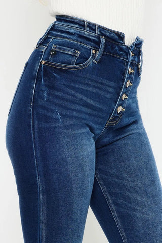 Kancan Button Fly High Rise Flare Jeans - Just Believe Boutique