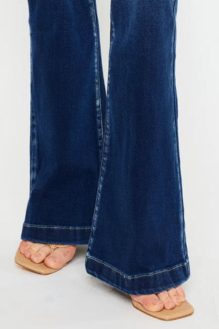 Kancan Button Fly High Rise Flare Jeans - Just Believe Boutique