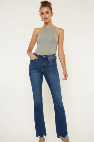 Kancan Cat's Whiskers Raw Hem Flare Jeans - Just Believe Boutique