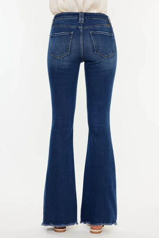 Kancan Cat's Whiskers Raw Hem Flare Jeans - Just Believe Boutique