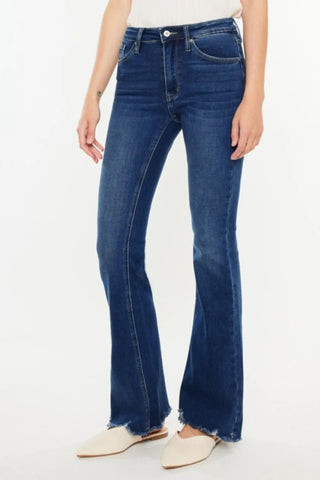 Kancan Cat's Whiskers Raw Hem Flare Jeans - Just Believe Boutique