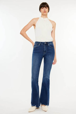 Kancan Cat's Whiskers Raw Hem Flare Jeans - Just Believe Boutique