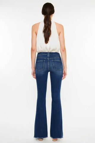 Kancan Cat's Whiskers Raw Hem Flare Jeans - Just Believe Boutique