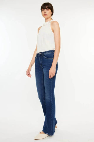Kancan Cat's Whiskers Raw Hem Flare Jeans - Just Believe Boutique