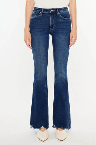 Kancan Cat's Whiskers Raw Hem Flare Jeans - Just Believe Boutique