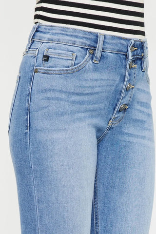 Kancan Distressed Cat's Whiskers Button Fly Jeans - Just Believe Boutique
