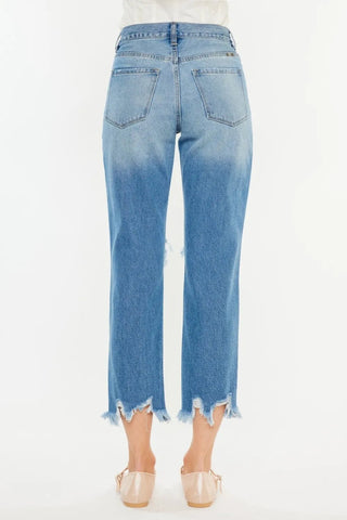 Kancan Distressed Frayed Hem Cropped Jeans - Just Believe Boutique