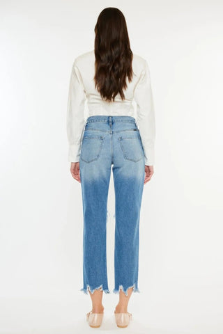 Kancan Distressed Frayed Hem Cropped Jeans - Just Believe Boutique