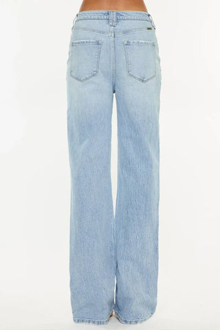 Kancan Distressed High Waist Straight Jeans - Just Believe Boutique