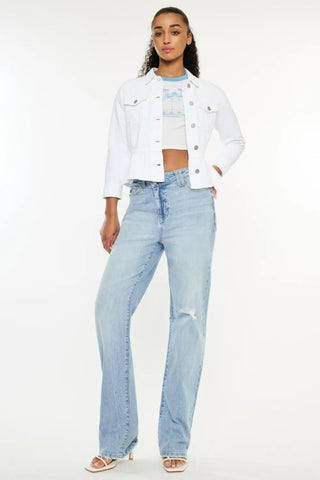 Kancan Distressed High Waist Straight Jeans - Just Believe Boutique