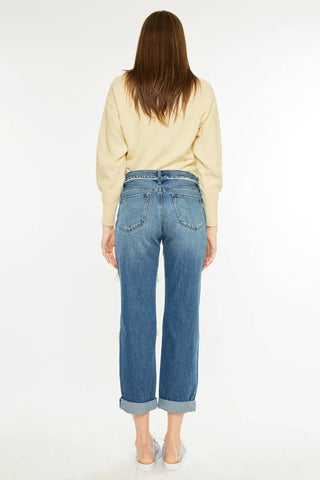 Kancan Distressed Mid Rise True Boyfriend Jeans - Just Believe Boutique