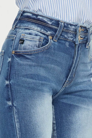 Kancan Distressed Raw Hem High Waist Jeans - Just Believe Boutique