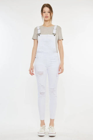 Kancan Distressed Skinny Denim Overalls - Just Believe Boutique