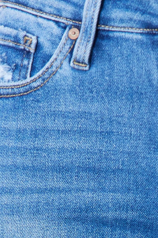 Kancan Full Size Distressed Raw Hem Bootcut Jeans - Just Believe Boutique