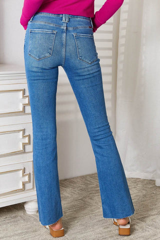 Kancan Full Size Distressed Raw Hem Bootcut Jeans - Just Believe Boutique