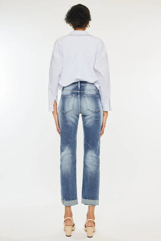Kancan High Rise Cuffed Straight Jeans - Just Believe Boutique