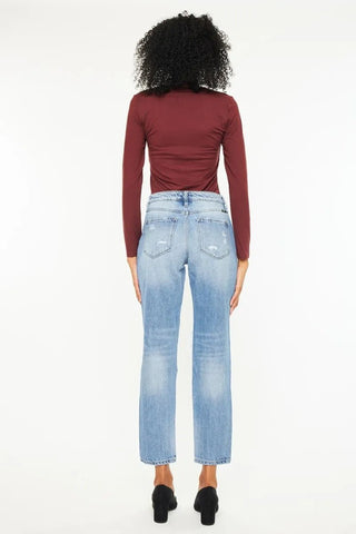 Kancan High Rise Distressed Boyfriend Jeans - Just Believe Boutique