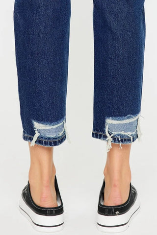 Kancan High Rise Distressed Mom Fit Jeans - Just Believe Boutique