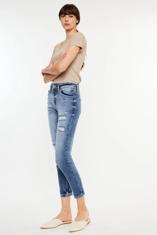 Kancan High Rise Distressed Mom Jeans - Just Believe Boutique