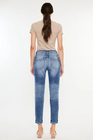 Kancan High Rise Distressed Mom Jeans - Just Believe Boutique