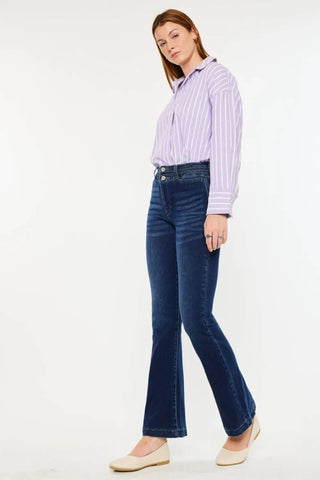 Kancan High Rise Double Waistband Flare Jeans - Just Believe Boutique