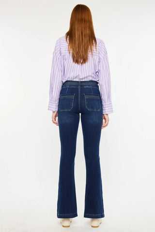 Kancan High Rise Double Waistband Flare Jeans - Just Believe Boutique