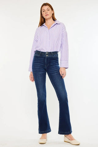 Kancan High Rise Double Waistband Flare Jeans - Just Believe Boutique