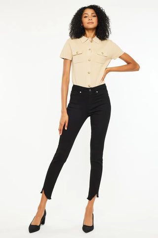 Kancan High Rise Frayed Hem Skinny Jeans - Just Believe Boutique