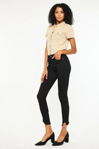Kancan High Rise Frayed Hem Skinny Jeans - Just Believe Boutique