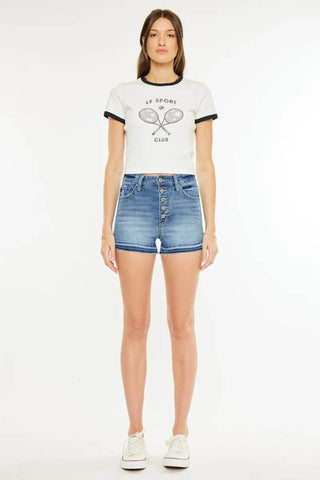 Kancan High Rise Release Hem Denim Shorts - Just Believe Boutique