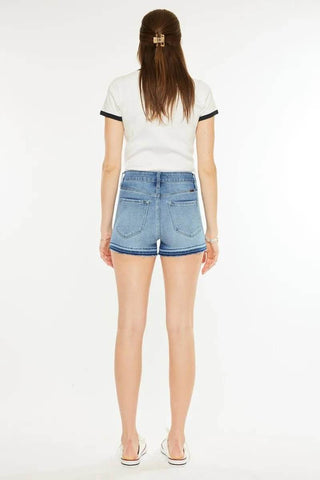 Kancan High Rise Release Hem Denim Shorts - Just Believe Boutique