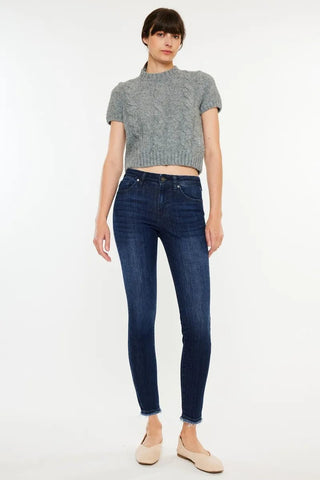 Kancan High - Rise Slim Fit Raw Hem Ankle Jeans - Just Believe Boutique