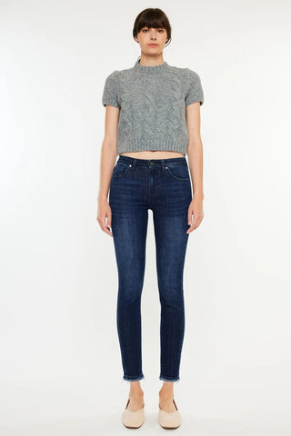 Kancan High - Rise Slim Fit Raw Hem Ankle Jeans - Just Believe Boutique