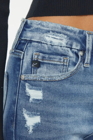 Kancan High Rise Wide Waistband Slim Straight Jeans - Just Believe Boutique