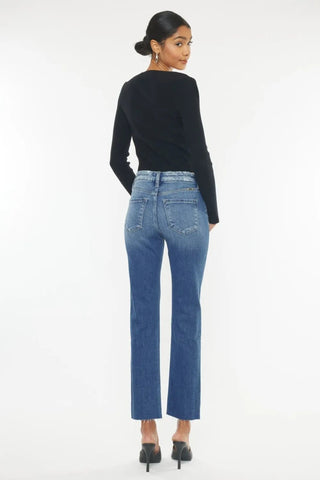 Kancan High Rise Wide Waistband Slim Straight Jeans - Just Believe Boutique