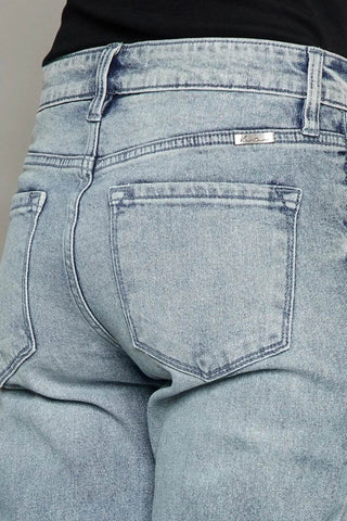 Kancan High Waist Button Fly Raw Hem Cropped Straight Jeans - Just Believe Boutique