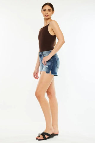 Kancan High Waist Raw Hem Denim Shorts - Just Believe Boutique