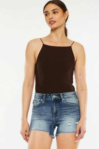 Kancan High Waist Raw Hem Denim Shorts - Just Believe Boutique