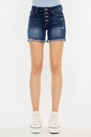 Kancan Mid Rise Button Fly Denim Shorts - Just Believe Boutique