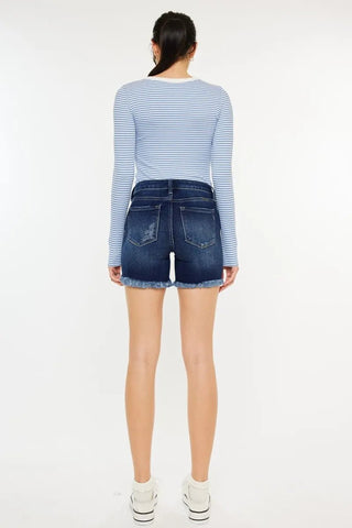 Kancan Mid Rise Button Fly Denim Shorts - Just Believe Boutique