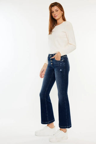 Kancan Mid Rise Button Fly Flare Jeans - Just Believe Boutique