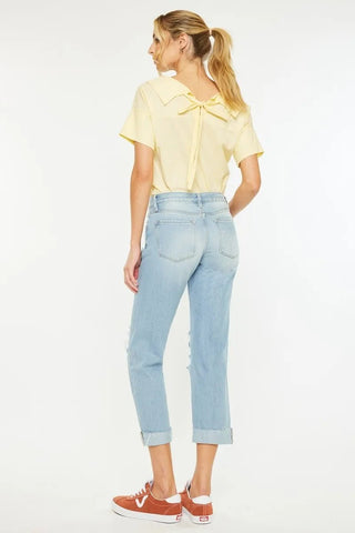 Kancan Mid Rise Distressed Boyfriend Jeans - Just Believe Boutique