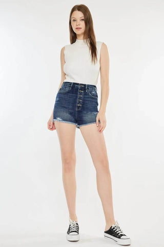 Kancan Raw Hem Button Fly Denim Shorts - Just Believe Boutique