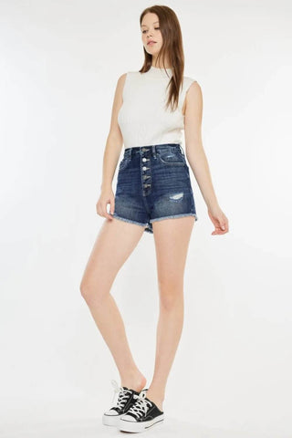 Kancan Raw Hem Button Fly Denim Shorts - Just Believe Boutique