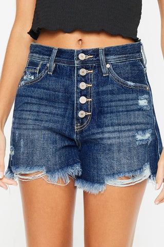 Kancan Raw Hem Button - Fly Denim Shorts - Just Believe Boutique