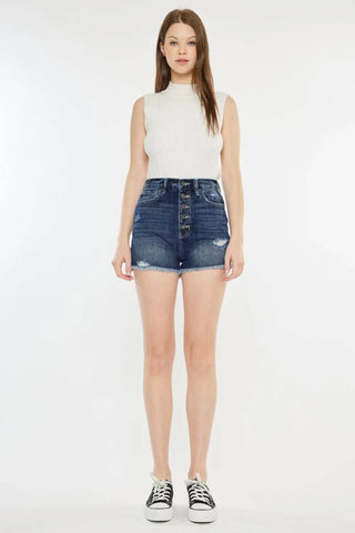 Kancan Raw Hem Button Fly Denim Shorts - Just Believe Boutique